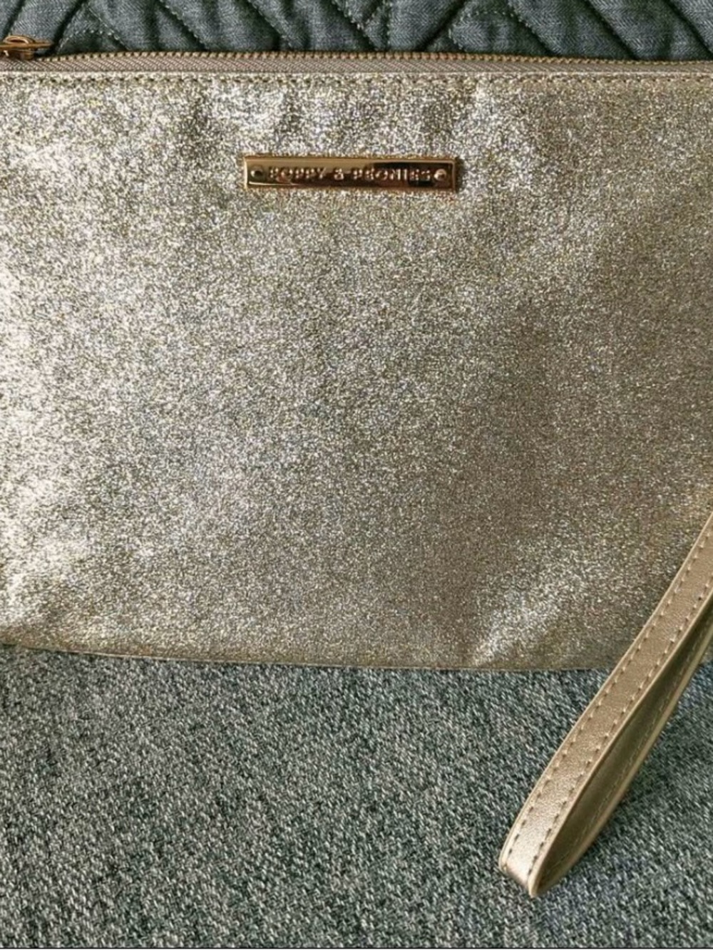 Poppy & Peonies Gold Glitter Wristlet Clutch